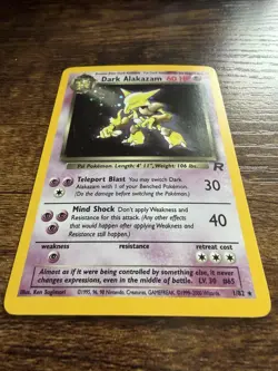 Pokemon Dark Alakazam Holo Rare TCG Card 1/82 LP-NM Condition - Image 3