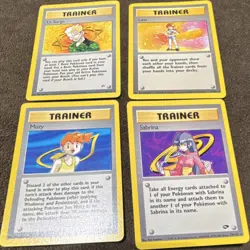 Pokemon TCG Gym Heroes Trainer Lot Lt. Surge Lass Misty Sabrina 4 Cards English - Image 1