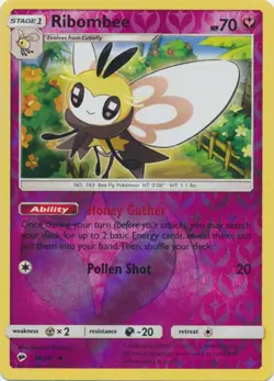 Ribombee - 96/147 - Uncommon - Reverse Holo LP, English Pokemon Burning Shadows - Image 1