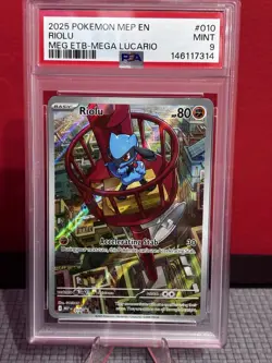 Riolu 2025 Pokemon TCG - MEP EN MEG ETB-Mega Lucario #010 PSA Mint 9 - Image 1