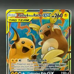 2019 Pokemon TCG Raichu & Alolan Raichu GX 54/236 Unified Minds Ultra Rare Holo - Image 2