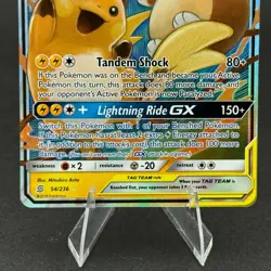 2019 Pokemon TCG Raichu & Alolan Raichu GX 54/236 Unified Minds Ultra Rare Holo - Image 3