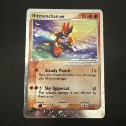 Pokemon TCG Hitmonchan EX Ruby and Sapphire Holo Card SWIRL B 98/109 LP - Image 1