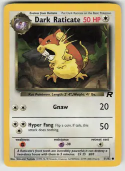 Dark Raticate 51/82 Common Team Rocket Pokemon Unlimited Moderately Played - Image 1