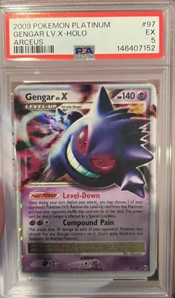 Pokemon Platinum Arceus Gengar LV.X 97/99 Holo Level-Up EX PSA 5 - Image 1