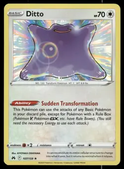 Ditto 107/159 Holo Rare Crown Zenith Pokemon Holo Lightly Played - Image 1