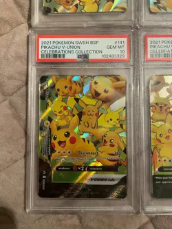 SEQUENTIAL PSA 10 Pikachu 2021 Pokemon Celebrations SWSH V-Union Set - Image 4