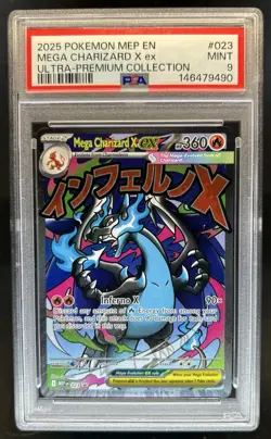 2025 Pokemon MEP Black Star Promos Mega Charizard X ex #023 PSA 9 - Image 1