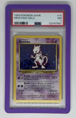 Pokemon TCG Mewtwo Base Set Holo Rare #10/102 PSA 7 Wizards 1999 English - Image 1