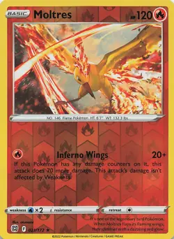 Moltres 021/172 Holo Rare Brilliant Stars Pokemon Reverse Holo Near Mint - Image 1