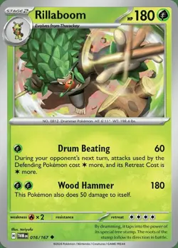 Rillaboom - 016/167 - Uncommon NM, English Pokemon Twilight Masquerade - Image 1