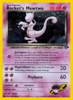 Rocket's Mewtwo - 14/132 - Holo Rare - Unlimited Edition DMG, English Pokemon Gy - Image 1