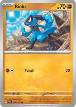 Riolu - 081/142 - Common - Reverse Holo NM, English Pokemon Stellar Crown - Image 1