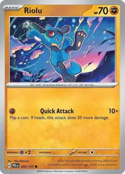 Riolu - 050/131 - Common - Reverse Holo NM, English Pokemon Prismatic Evolutions - Image 1
