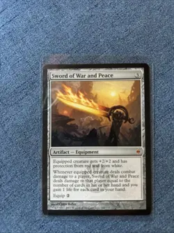 MTG Magic Sword of War and Peace New Phyrexia LP - Image 1