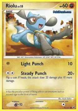 Riolu - 91/127 - Common LP, English Pokemon Platinum - Image 1