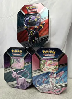 ×3 SET TINS UMBREON SYLVEON ESPEON Pokemon Heros Eevee Honeycomb 2022 SEALED NEW - Image 2