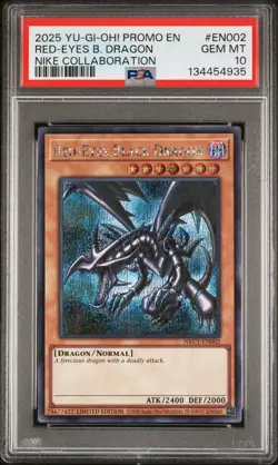 2025 YU-GI-OH! NIKE COLLABORATION PROMO #EN002 RED-EYES BLACK DRAGON PSA 10 - Image 1