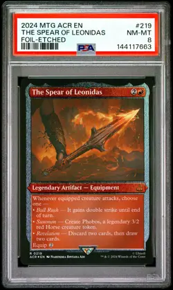 2024 MTG ASSASSIN'S CREED FOIL-ETCHED #219 THE SPEAR OF LEONIDAS PSA 8 - Image 1