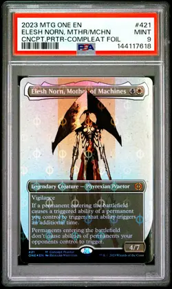 2023 MTG PHYREXIA: ALL WILL BE ONE #421 ELESH NORN, MOTHER OF MACHINES PSA 9 - Image 1
