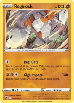 Regirock - 075/189 - Rare NM, English Pokemon Astral Radiance - Image 1