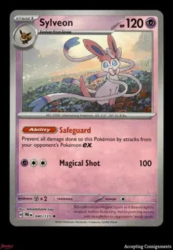 2025 Pokemon Scarlet Violet Prismatic Evolutions #040 Sylveon MASTER BALL HOLO - Image 1