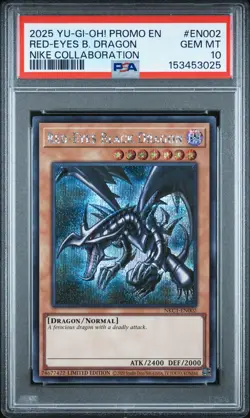 2025 YU-GI-OH! NIKE COLLABORATION PROMO #EN002 RED-EYES BLACK DRAGON PSA 10 - Image 1