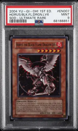 2004 YU-GI-OH! SOD-SOUL OF THE DUELIST HORUS THE BLACK FLAME DRAGON LV6 PSA 9 - Image 1