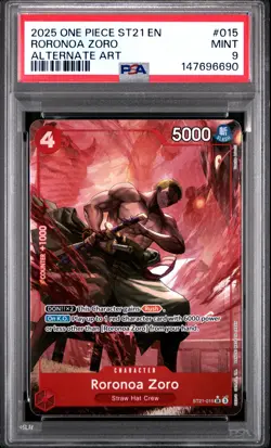 2025 ONE PIECE STARTER DECK ST21-EX GEAR 5 ALTERNATE ART #015 RORONOA ZORO PSA 9 - Image 1