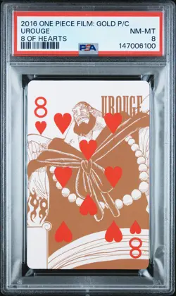 2016 ONE PIECE FILM: GOLD PLAYING CARDS 8 OF HEARTS UROUGE PSA 8 - Image 1