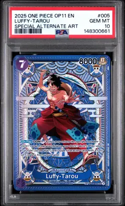 2025 ONE PIECE OP11-A FIST OF DIVINE SPEED SPECIAL ALT ART LUFFY-TAROU PSA 10 - Image 1