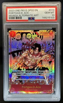 2023 One Piece Paramount War Portgas D Ace Manga Alt Art #OP02-013 PSA 10 - Image 1