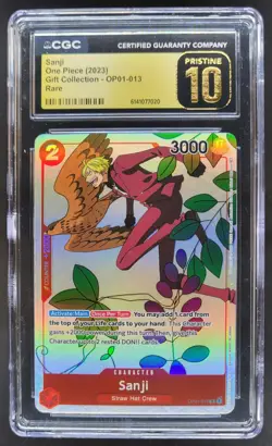 2023 ONE PIECE SANJI RARE GIFT COLLECTION OP01-013 CGC 10 PRISTINE PT - Image 1