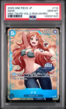 2025 ONE PIECE JAPANESE MINI-TIN PACK SET VOL.2 KOUSHI ROKUSHIRO NAMI PSA 10 - Image 1
