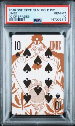 2016 ONE PIECE FILM: GOLD PLAYING CARDS 10 OF SPADES JINBE PSA 10 - Image 1