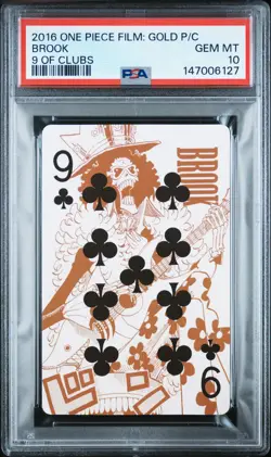 2016 ONE PIECE FILM: GOLD PLAYING CARDS 9 OF CLUBS BROOK PSA 10 - Image 1