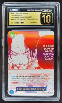 2025 ONE PIECE WHAT'S THE POINT OF LIVING PROMO RARE OP13-057 CGC 10 PRISTINE PT - Image 1
