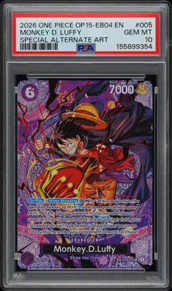 One Piece Monkey D Luffy Special Alternate Art OP15-EB04 EN #005 Gem Mint PSA 10 - Image 1