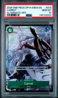 2026 ONE PIECE OP14-EB04-THE AZURE SEA'S SEVEN ALTERNATE ART #013 CARROT PSA 10 - Image 1