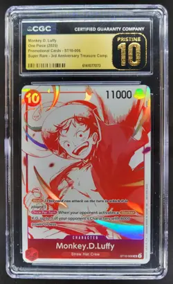 2025 ONE PIECE MONKEY D. LUFFY PROMO SUPER RARE ST10-006 CGC 10 PRISTINE PT - Image 1
