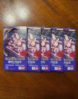 One Piece OP14 The Azure Sea's Seven Sleeved Booster Packs Lot of 5 New Sealed - Image 1