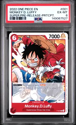 2022 ONE PIECE PROMOS SUPER PRE-RELEASE-PARTICIPATION #001 MONKEY D. LUFFY PSA 6 - Image 1