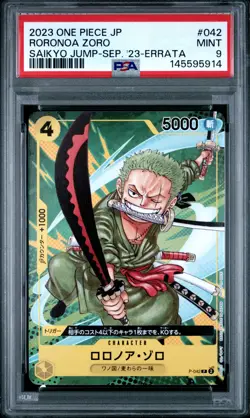 2023 ONE PIECE JAPANESE PROMO SAIKYO JUMP #042 RORONOA ZORO PSA 9 - Image 1