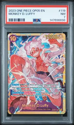 2023 ONE PIECE OP05-AWAKENING OF THE NEW ERA #119 MONKEY D. LUFFY PSA 7 - Image 1