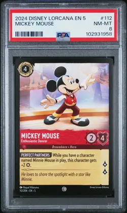 2024 Disney Lorcana Shimmering Skies Mickey Mouse PSA 8 #112 - Image 1