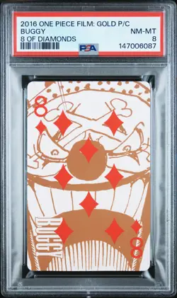 2016 ONE PIECE FILM: GOLD PLAYING CARDS 8 OF DIAMONDS BUGGY PSA 8 - Image 1