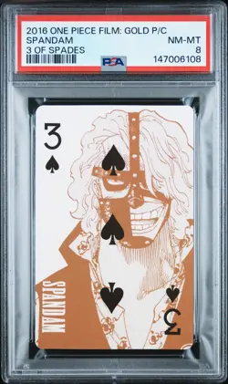 2016 ONE PIECE FILM: GOLD PLAYING CARDS 3 OF SPADES SPANDAM PSA 8 - Image 1