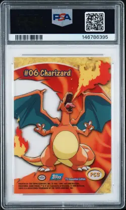 2000 TOPPS POKEMON TV ANIMATION CLEAR CARDS #PC3 CHARIZARD PSA 8 - Image 2
