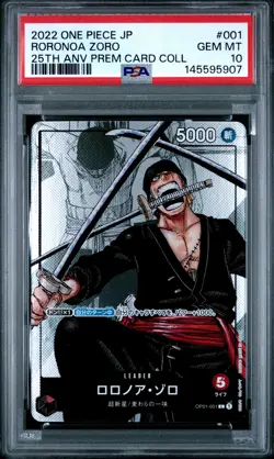 2022 ONE PIECE JPN 25TH ANNIVERSARY PREMIUM CARD COLLECTION RORONOA ZORO PSA 10 - Image 1