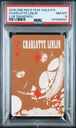 2016 ONE PIECE FILM: GOLD PLAYING CARDS 2 OF DIAMONDS CHARLOTTE LINLIN PSA 8 - Image 1